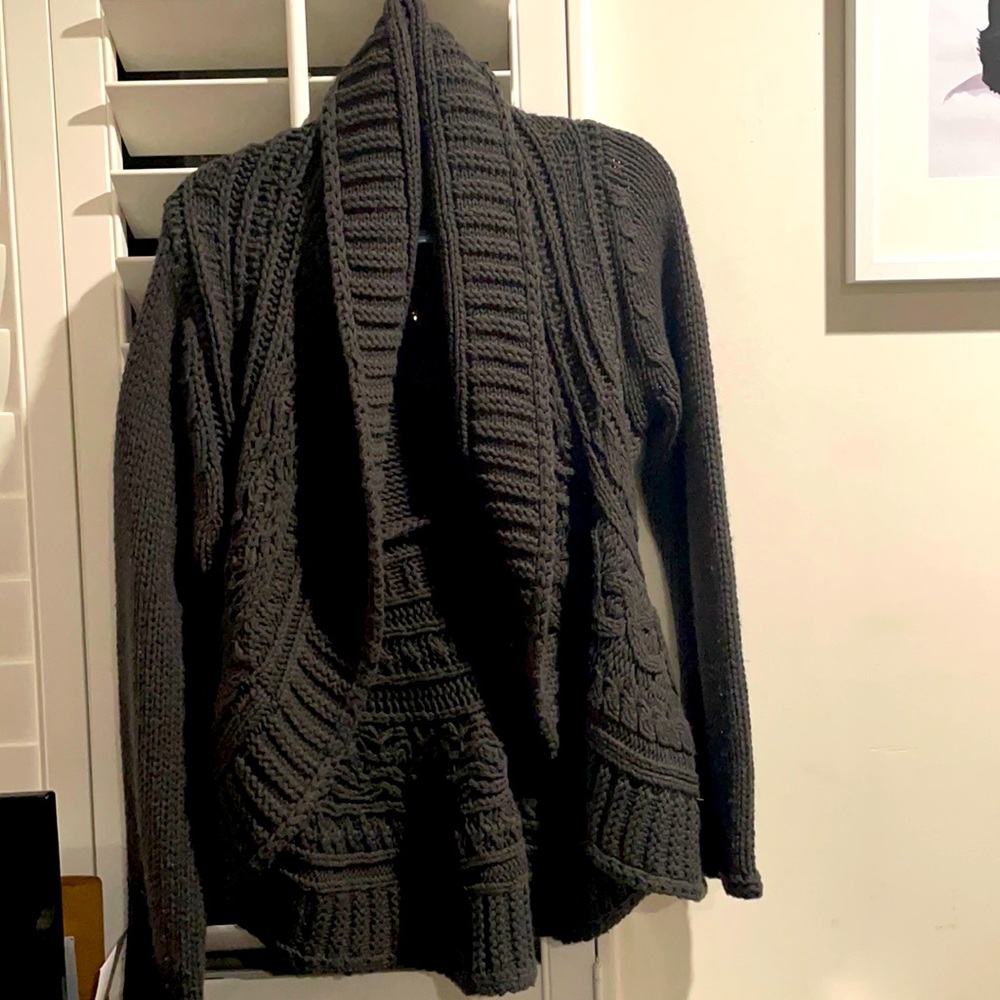 Warm, cozy, thick open cardigan with shawl collar